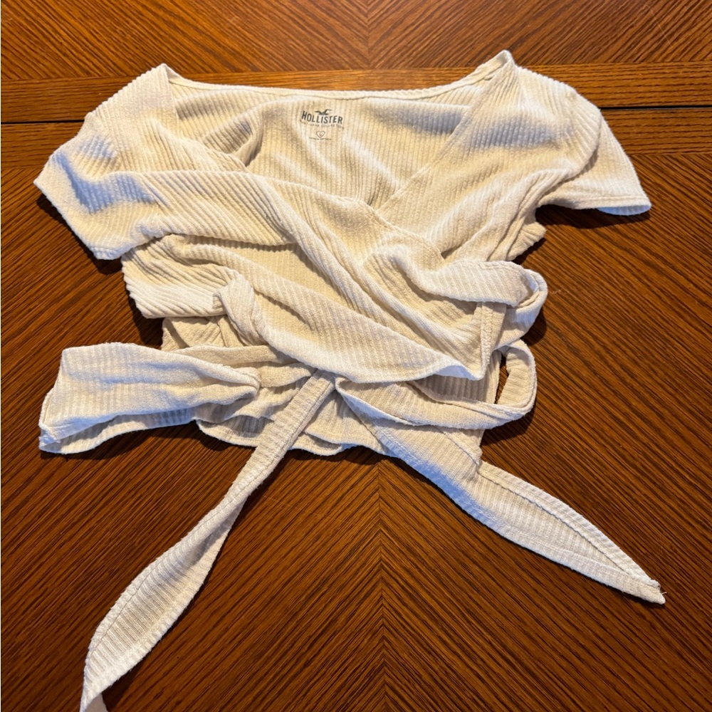 White Holister Tie Crop Top
